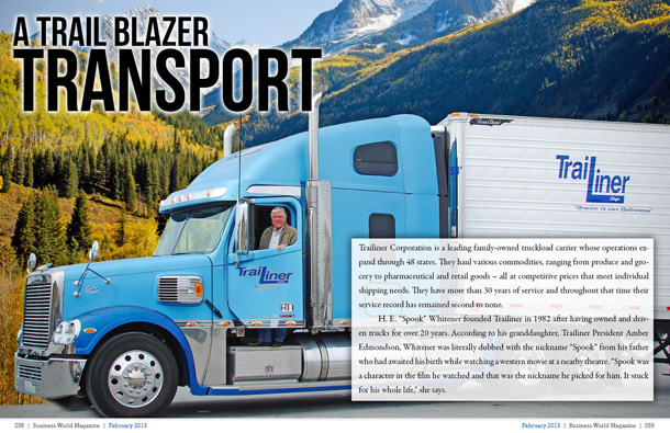Trailiner Corporation A Trail Blazer in Transport